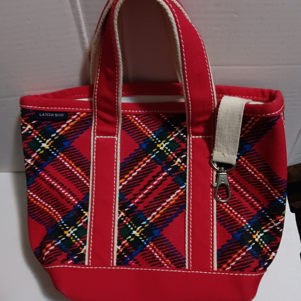 GUC Lands End mini red plaid tote (rare find).